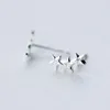 Studörhängen 11mm 5mm Real. 925 Sterling Silver Jewelry Three Stars Hollow Piercing Climber Ear C-E0800