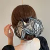 New French Hollow Out Lace Hair Scrunchies Large Elegant Women Hair Ties Fashion Ponytail Holder Double Layer Hair Bands