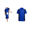 Casual Dresses Men's And Women's Couples Wear One-shoulder Fishtail Skirt Shirts Hawaii Papua Guinea Tribal Style