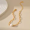 Link Armbänder Klassische barocke Kupferkette Perle vergoldet 18 Karat Echtgold Armband für Frauen Urlaub OL Party Geburtstagsgeschenk Modeschmuck