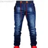 Herren-Jeans, große Größe, für Herren, elastische Taille, Krawatte, schmal, lässig, klassisch, blaue Taille, Stretch, verbindbar, modisch, schlichte Jeans, Hose W220813, L230725