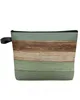 Houtnerf Retro Salie Groen Grote Capaciteit Reizen Cosmetische Tas Draagbare Make-up Opbergtas Vrouwen Waterdichte Etui