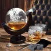 Wine Glasses 850mL Whiskey Decanter Globe with Lead free Carafe Exquisite Wood stand and 2 Whisky Grade Gift 230724