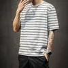 Nowa koszulka męska 2023 Letnia moda O Neck z krótkim rękawem Hip Hop Striped T-shirt Man Casual Oversize Top Tees Streetwears 5xl