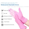 Disposable Gloves 100PCS/Box PVC Household Waterproof Pink Nitrile Butcher Safety Work Latex Free Long For Kitchen Use