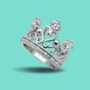 Cluster Rings Simple Vintage для женского 925 серебряного кольца Noble 17,5 мм корона Женская роскошная ювелирная украшения.