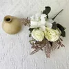 Fleurs séchées Automne Fleur Artificielle Soie Pivoine Grande Rose Bouquet Faux Fleur pour Table De Mariage Cadeau Gâteau De Noël Maison DIY Décor R230725