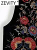 Women s Jackets Zevity Women Vintage sequins flower embroidery vest jacket ladies retro national style patchwork casual velvet waistCoat CT154 230725
