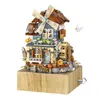 Экшн -фигуры Loz 1239 Windmill Music Box Mini Blights Blorks Детские здания игрушки Diy Blocks Girl Gift Music Box China Windmill House 230720