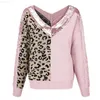 Damenpullover Leopard Stitching Gestrickte Frauen Mode V-Ausschnitt Pailletten Temperament Elegante Pullover Tops Pull Femme Hiver Kleidung L230725