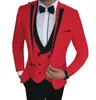 Garnitury męskie 3 szt. Zestaw garnituru Płaszcz Kamizelki / 2023 Moda swobodny butik Business Dopasowanie Man Man Wedding Formal Dress Blazers