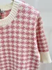 Women Casual Pink Dresses Classic Knit Dress Fashion Letter Pattern Summer Short Sleeve High Quality Womens Clothing