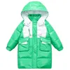 Down Coat Thick Warm Parkas For Girls Winter Down Jacket 2023 Fashion Kids Hooded Warm Long Outerwear Gloss For Teenager HKD230725