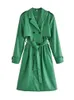 Women S Trench Coats pu faux skórzany pasek płaszcza luźne biuro podwójnie piersi panie czarne długie eleganckie swobodne płaszcze 230725