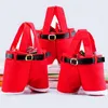 Gift Wrap Christmas Candy Wine Bottle Bag Red Santa Claus Suspender Pants Trousers