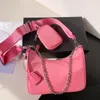 Re-Nylon Bag 3 PCS 세트 디자이너 어깨 가방 남성 여성 고급 핸드백 체인 Hobo 지갑 메신저 가방 여성 클러치 지갑 상자 2023