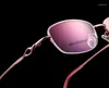 Solglasögon ramar titanlegering tjock guldplätering halva ramglasögon kvinna ultraljus optisk myopia presbyopia kvinnliga glasögonskådespelar