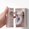 Toothbrush Holders Automatic Toothpaste Dispenser Dustproof Holder Wall Mount Stand Squeezer Bathroom Accessories Set 230725