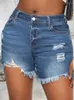 Dames Jeans 2023 Arrive High-waisted Button Kwastje Zoom Shorts Vintage Side Achterzakken Gesplitst Bodycon Pakket Heup Kort