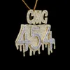 Rapper Luxe Custom Vvs Iced Out d Color Baguette Moissanite Diamond Numbers Hanger Charm 925 Sterling Zilver