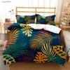 Feuille tropicale élégante housse de couette couette ensembles de literie housse de couette douce et étuis pour adolescents garçon simple/double/reine/roi L230704