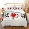 3D Love Heart Duvet Cover Microfiber Luxury Romantic Theme Bedding Set King Queen For Couple Valentine's Day Gifts Bedroom Decor L230704