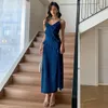 Vrouwen Nachtkleding Zomer Satijn Lange Nachtjapon Riem Sleepdress Sexy Gewaad Nachthemd Lingerie Vrouwen V-hals Kamerjas Lounge Wear