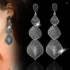 Dangle Oorbellen LEEKER Vintage Big Leaf Lange Antiek Goud Zilver Kleur Bruiloft Oorbel Voor Vrouwen Sieraden LK3