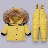 Manteau en duvet -30 degrés enfants vêtements ensemble 2pcs 2023 hiver doudoune combinaison bébé garçon fille enfant en bas âge épais chaud salopette habit de neige 1-5 Y HKD230725