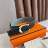 Omkeerbare Top Luxe Echt Leer Mode Klassieke Mannen Vrouwen riem gladde Stalen gesp casual business Breedte 3.8 cm designer riemen maten 105-125 CM Met oranje doos