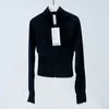 Traje de Yoga para mujer, chaqueta deportiva, lu-67, abrigo acanalado, cuello levantado, transpirable, alta elasticidad, ajustado, a prueba de sol, cremallera