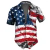 Chemises décontractées pour hommes Chemise à manches courtes d'été pour hommes Drapeau américain Motif d'impression 3d Daily Street Tops surdimensionnés Hommes T-shirts Vêtements