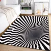 Tapis 3D Illusion Tapis Noir et Blanc pour Chambre Tapis de Sol Abstrait Géométrique Optique Vertigo Tapis Antidérapant Salon Décor R230725