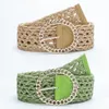 Simple Bohemian Cotton Woven Women's Wide Waist Seal Elegant Big round Buckle Decorative Dress Belt Female Width 5.5