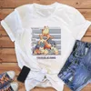 Women's T-skjortor Retro Short STED Summer Fashion Fun Cartoon Moon Trend Mönster 90-talet Tryckt White T-Shirt Basic T-Shir