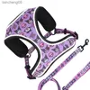 Reflective Dog Harness Cartoon Justerbar mjuk promenad koppel set valp katt snabb frisläppande harnes för liten medelhund l230620