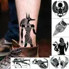 Adesivo de tatuagem temporária à prova d'água deuses egípcios Anubis cachorro Tatuagem de mão falsa Tatuagem de mão Tatoo pequenas tatuagens para crianças, meninas, homens e mulheres