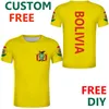 Koszulki męskie Bolivia T Shirt Free Custom ay-marc quechua Text Red Cross Bolivian Conmebol T Shirt Chuquisacia Flag Młodzieżowa koszulka piłkarska 230724