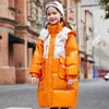 Down Coat Girls Down Jacket 2023 Glossy Winter Long Feather Coat White Duck Down Loose Parkas Kids Kläder Barn Shiny Puffer Snowsuit HKD230725