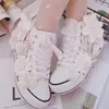 Dress Shoes Original Butterfly Flower High top Canvas Sweet Lace up Women s White Inner Height increasing Vulcanized l230724