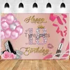 Achtergrond Materiaal Roze 18e foto achtergrond meisje Happy Birthday Party meisje jongen rose goud zwart foto achtergrond banner decoratie rekwisieten x0724