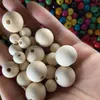 Boule de perles rondes en bois naturel non fini de 4 mm à 50 mm, perles rondes à faire soi-même pour la fabrication de bijoux et l'artisanat d'art, projet d'accessoires (avec trous)