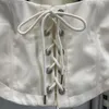 Maglioni da donna 2023 Motivo geometrico Garza sul retro Cravatta La corda Stretta in tinta unita Colletto Camicetta 0301