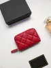 Titulares de luxo c designer de moda feminino titulares de cartões dobram a aba clássica padar caviar casca por atacado Black Woman Small Mini Wallet Pur