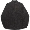 Camisas casuais masculinas outono inverno veludo veludo de manga comprida camisa masculina preto branco floral solto top coat moda coreana roupas de alta qualidade