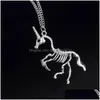 Earrings Necklace Creative Hyperbole Unicorn Skeleton Pendants Necklaces Jewelry Set Women Personality Punk Alloy Unicorns Drop Deli Dh8Uk
