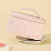 Cosmetic Bags Cases Makeup for Women Travel Toiletry Cute Bag Portable Solid Color Organizer Box Neceser PU Leather 230725