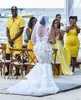 Vita 3D -blommor sjöjungfru bröllopsklänningar för brud se genom korsett strand engagemang klänning afrikansk bred spaghetti