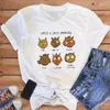 Women's T-skjortor Retro Short STED Summer Fashion Fun Cartoon Moon Trend Mönster 90-talet Tryckt White T-Shirt Basic T-Shir