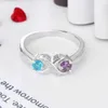 Fedi nuziali personalizzate Birthstone 925 sterling silver impegno illimitato anello personalizzato intagliato 2 nome gioielli in argento regalo RI103265 230725